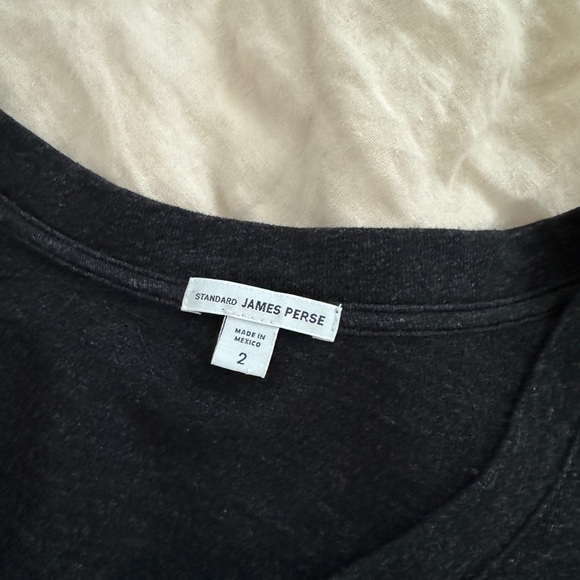 James Perse Vneck Black Long Sleeve Shirt Size 2 (Medium) - Picture 7 of 9
